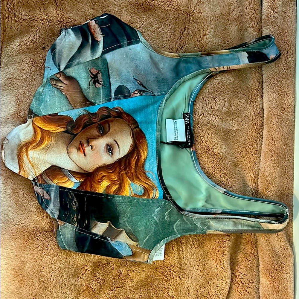 Zara Renaissance Art Print Sleeveless Top